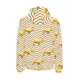 Rhino yellow theme pattern Men's Padded Hooded Jacket