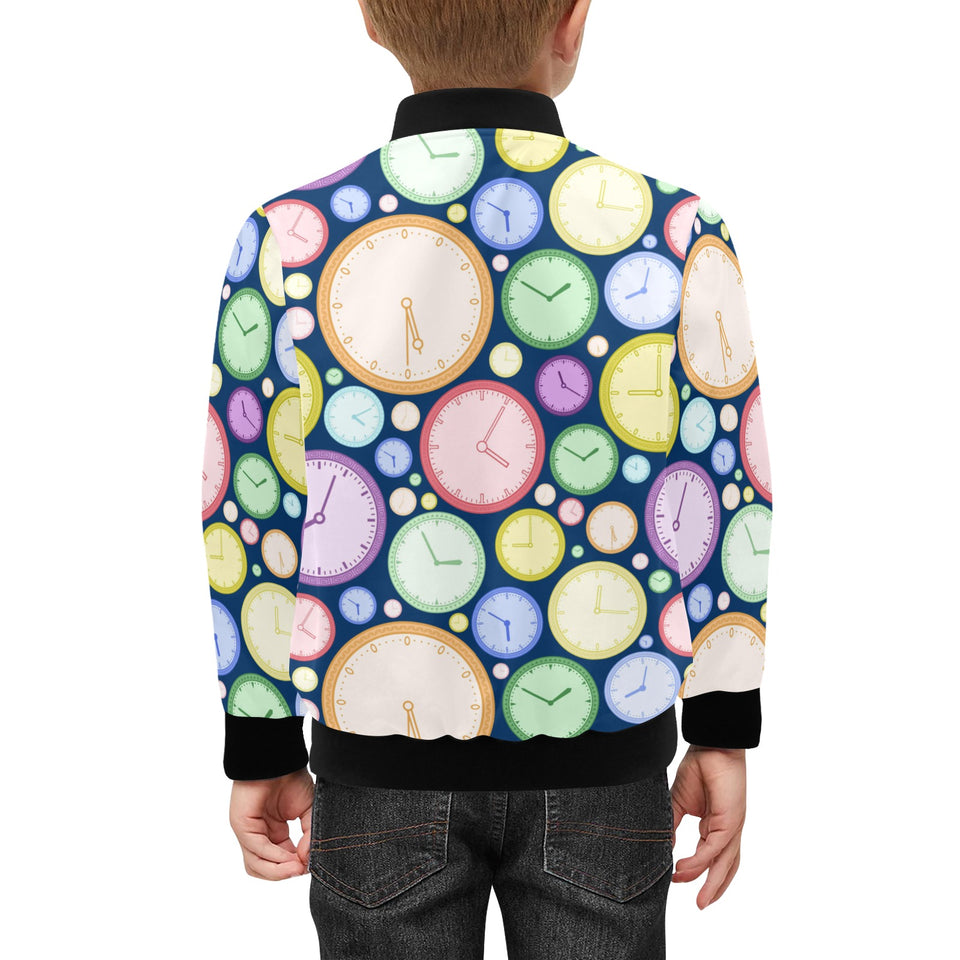 Colorful clock background Kids' Boys' Girls' Bomber Jacket