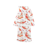 Watercolor Koi Fish Carp Fish pattern Blanket Robe with Sleeves