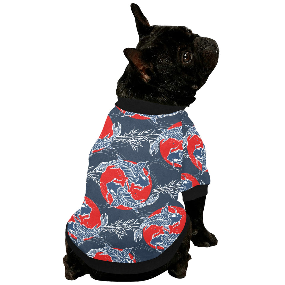 Koi Fish Carp Fishs hand drawn japanese art All Over Print Pet Dog Round Neck Fuzzy Shirt