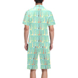 Giraffe Pattern Print Design 01 Men's V-Neck Short Pajama Set