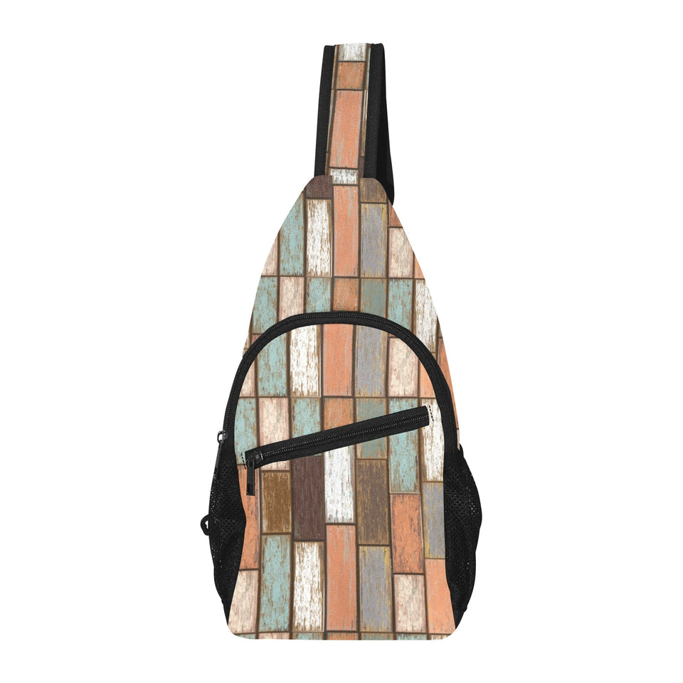 Wood Printed Pattern Print Design 02 All Over Print Chest Bag
