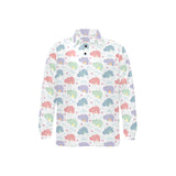 Hippopotamus Pattern Print Design 03 Men's Long Sleeve Polo Shirt