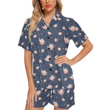 Tea pots Pattern Print Design 04 Women's V-Neck Short Pajama Set