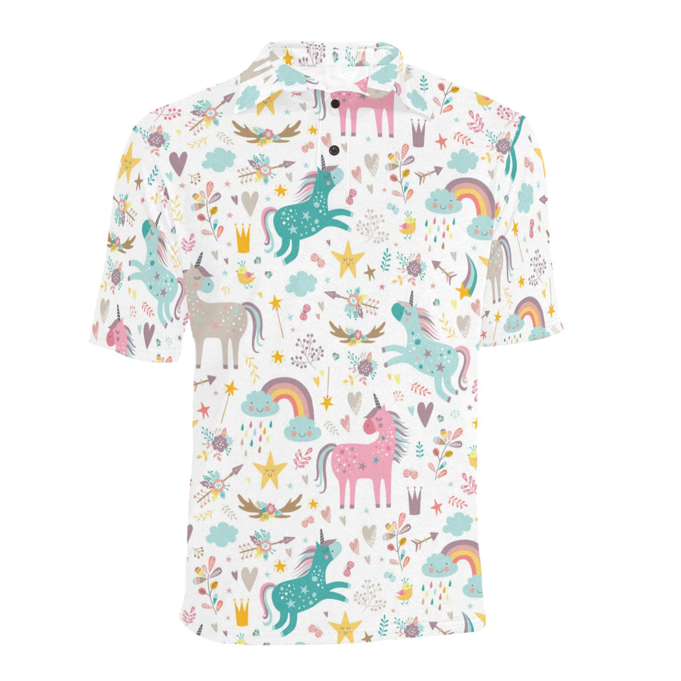 Colorful unicorn pattern Men's All Over Print Polo Shirt