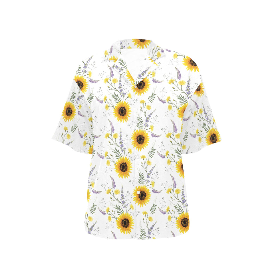 beautiful sunflowers pattern Women's All Over Print Hawaiian Shirt