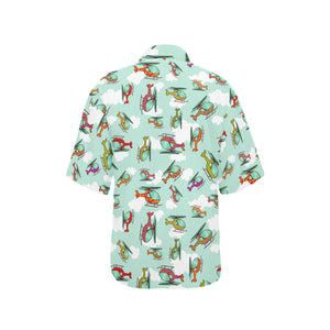 Helicopter design pattern Women's All Over Print Hawaiian Shirt