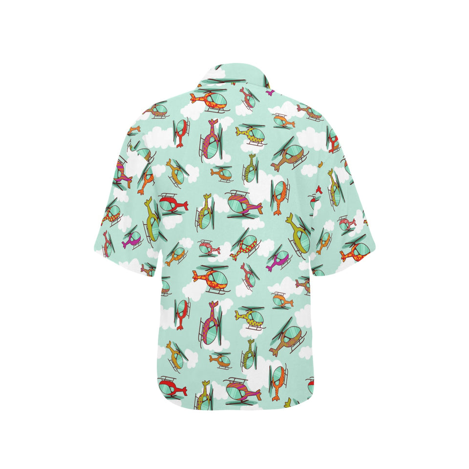 Helicopter design pattern Women's All Over Print Hawaiian Shirt