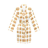 Hamburger Pattern Print Design 04 Women's Long Sleeve Belted Night Robe