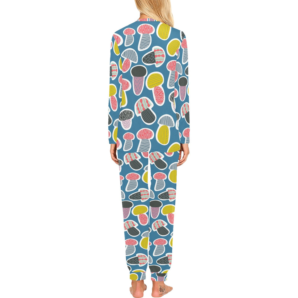 Colorful mushroom design pattern Women's All Over Print Pajama Set