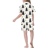 Christmas tree holly snow star pattern Kids' Boys' Girls' V-Neck Short Pajama Set