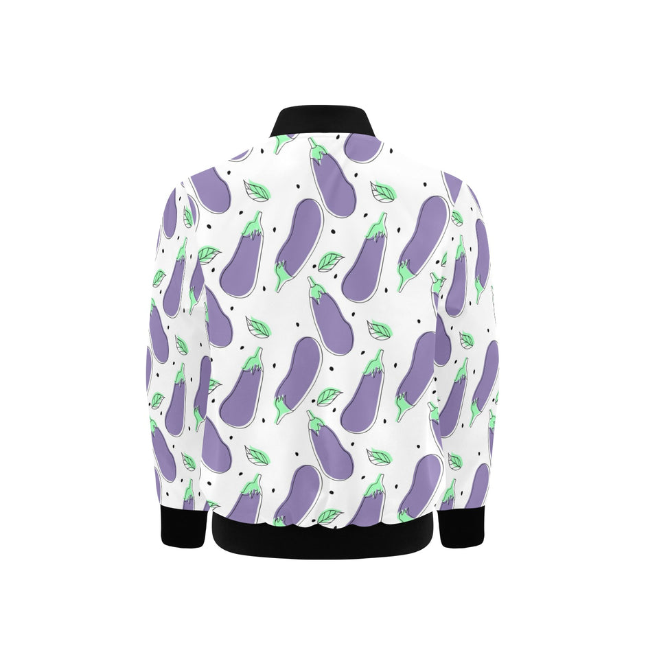 Eggplant Pattern Print Design 05 Kids' Boys' Girls' Bomber Jacket