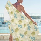 Seahorse shell starfish pattern background Beach Towel