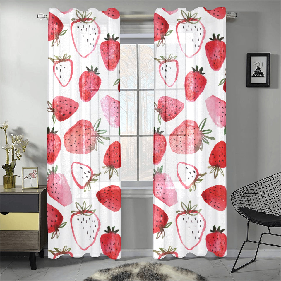 watercolor hand drawn beautiful strawberry pattern Gauze Curtain