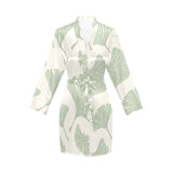 Ginkgo leaves pattern Women's Long Sleeve Belted Night Robe