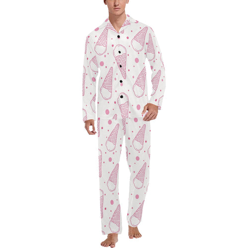 Hand drawn ice cream pattern Men's Long Pajama Set
