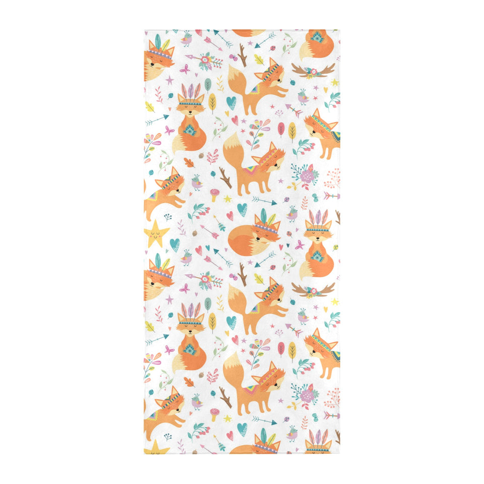 cute tribal fox pattern Beach Towel