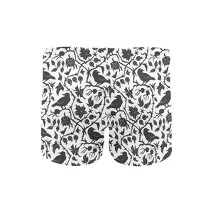 Crow dark floral pattern Men's Swimming Trunks
