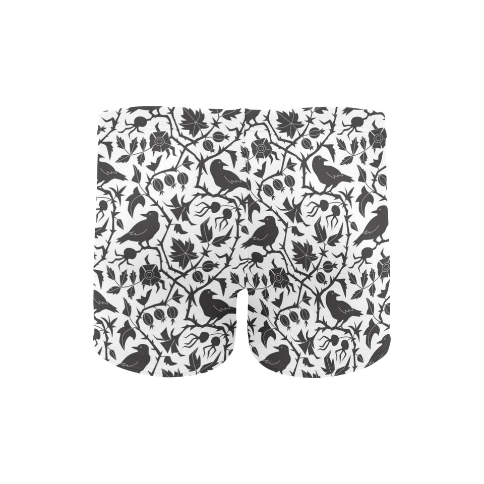 Crow dark floral pattern Men's Swimming Trunks