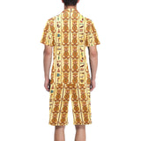 Egypt Hieroglyphics Pattern Print Design 04 Men's V-Neck Short Pajama Set