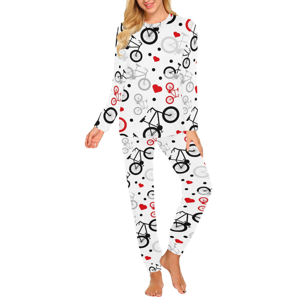 Bicycle Pattern Print Design 04 Women's All Over Print Pajama Set
