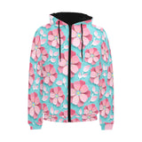 3D sakura cherry blossom pattern Men's Padded Hooded Jacket