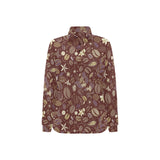 Coffee bean flower pattern Women's Long Sleeve Polo Shirt