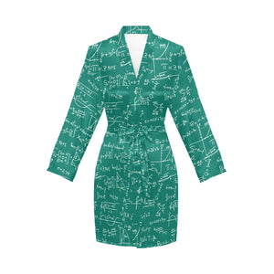 Math Pattern Print Design 01 Women's Long Sleeve Belted Night Robe