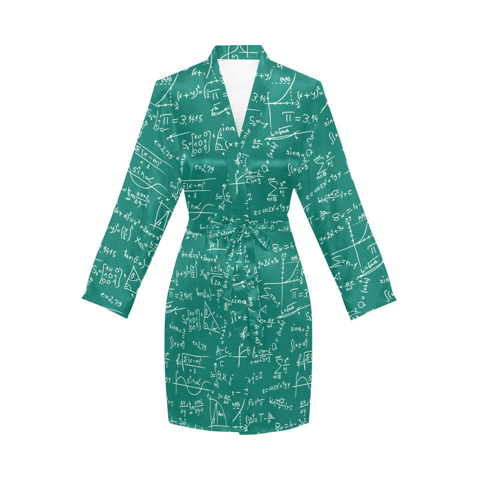 Math Pattern Print Design 01 Women's Long Sleeve Belted Night Robe
