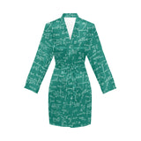 Math Pattern Print Design 01 Women's Long Sleeve Belted Night Robe