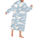 Cute polar bears Christmas decoration pattern Blanket Robe with Sleeves