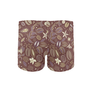 Coffee bean flower pattern Men's Swimming Trunks