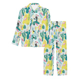 Cute parrot toucan flamingo cactus exotic leaves p Men's Long Pajama Set