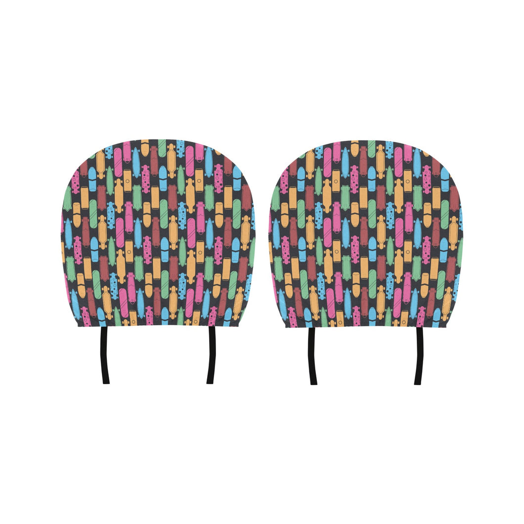 Skate Board Pattern Print Design 02 Car Headrest Cover