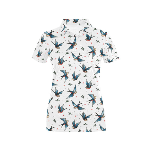 Swallow Pattern Print Design 04 Women's All Over Print Polo Shirt