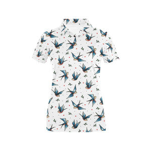 Swallow Pattern Print Design 04 Women's All Over Print Polo Shirt