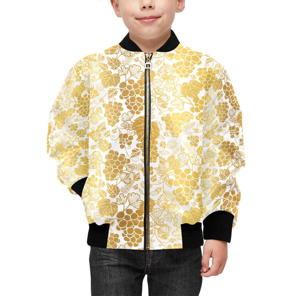 Gold grape pattern Kids' Boys' Girls' Bomber Jacket
