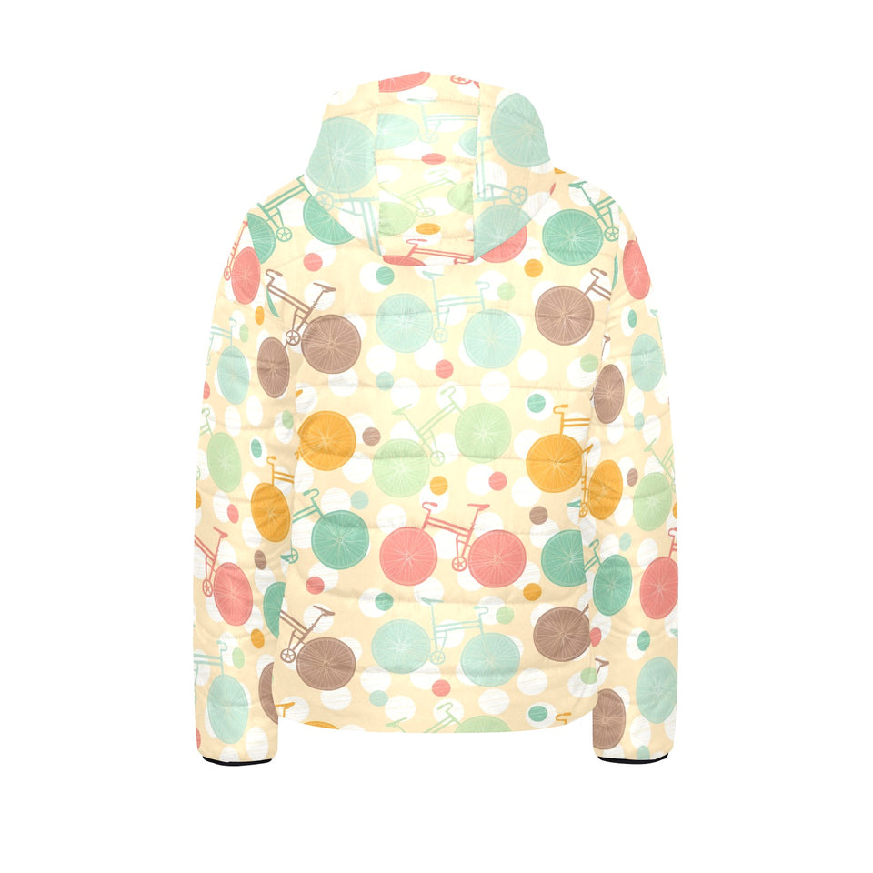 Bicycle Pattern Print Design 01 Kids' Boys' Girls' Padded Hooded Jacket