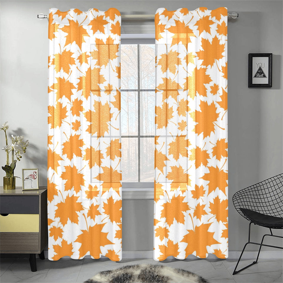 Orange Maple Leaf pattern Gauze Curtain