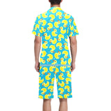 Duck Pattern Print Design 04 Men's V-Neck Short Pajama Set