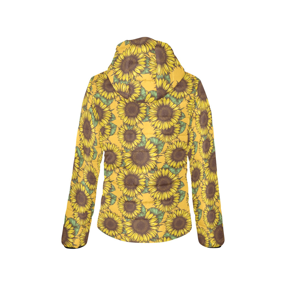 Sunflower pattern Women's Padded Hooded Jacket