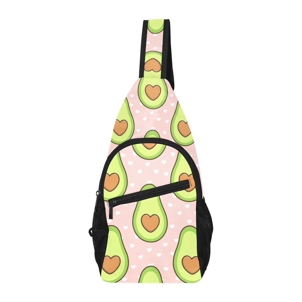 Avocado heart pink background All Over Print Chest Bag