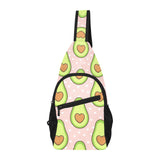 Avocado heart pink background All Over Print Chest Bag