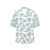 Shell polynesian tribal Women's All Over Print Hawaiian Shirt