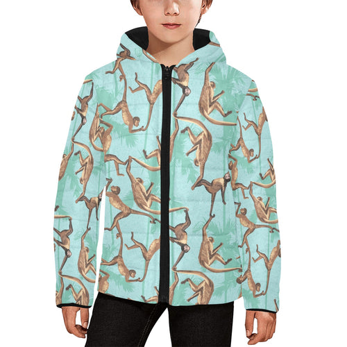 Monkey Palm tree background Kids' Boys' Girls' Padded Hooded Jacket