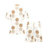 Gold Texture mushroom pattern Men's V-Neck Short Pajama Set
