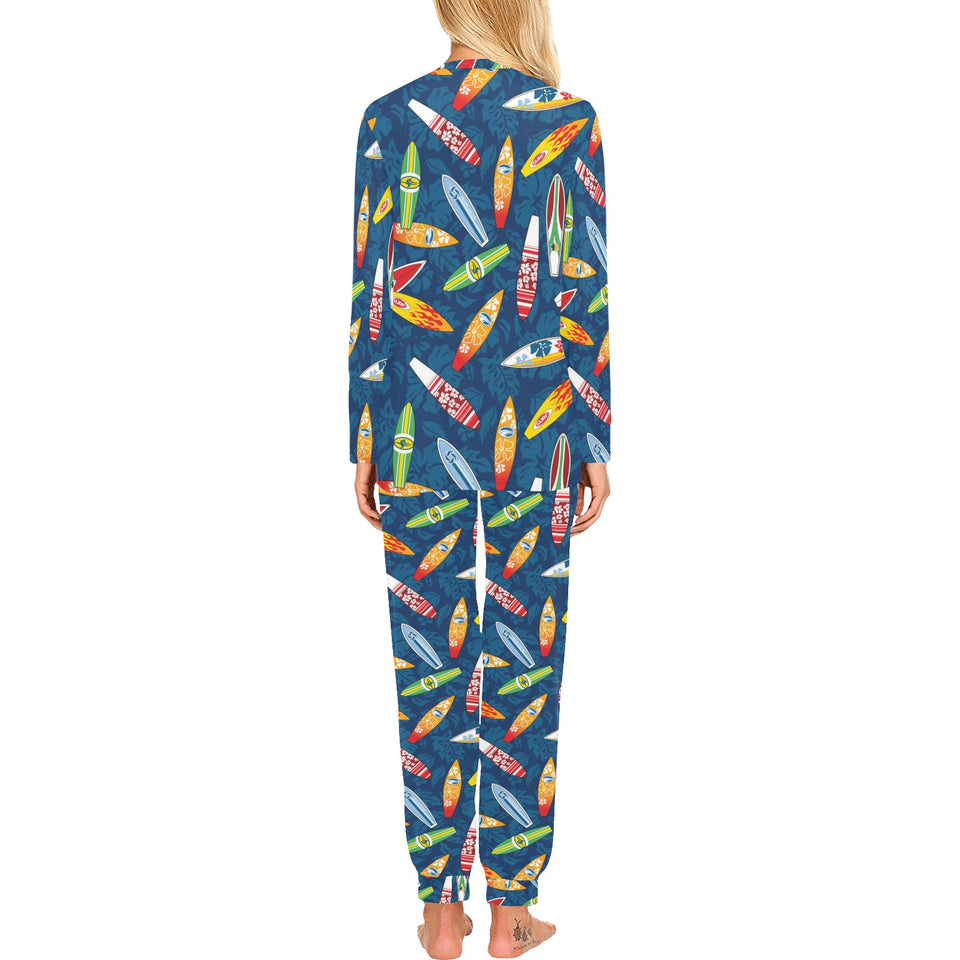 Surfboard Pattern Print Design 01 Women's All Over Print Pajama Set