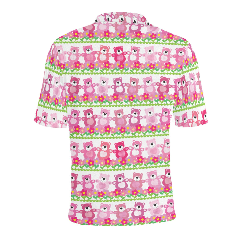 Teddy Bear Pattern Print Design 04 Men's All Over Print Polo Shirt