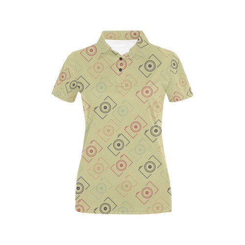Camera Pattern Print Design 01 Women's All Over Print Polo Shirt