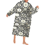 Gear Pattern Print Design 02 Blanket Robe with Sleeves